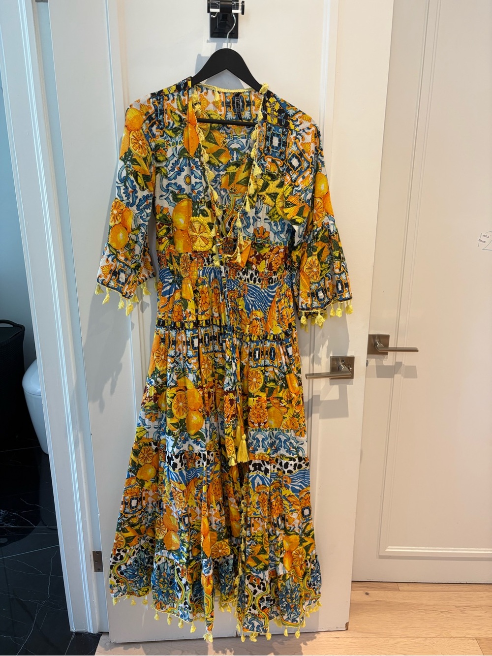Yellow Floral Tiered Midi Dress - Women